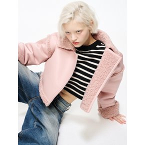 CROPPED SHEARING TRIMMING JACKET_ROSE PINK PINK