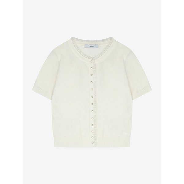 프릴 배색 반팔 니트 가디건 (VMCCD2950)