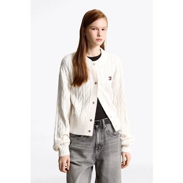 타미진스 여성 배지 케이블 가디건 T32F7KCD10TWT2 TOMMY JEANS