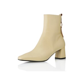 Ring Point Block Hill Ankle Boots - MD1088b Butter Beige