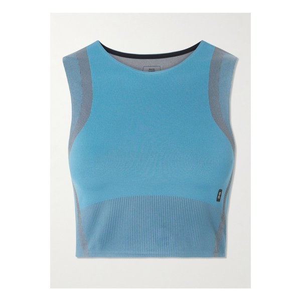 러닝 스튜디오 크롭 골지 스트레치 탱크 블루 46376663162951806