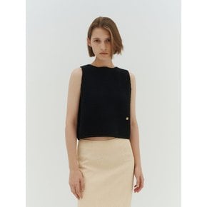 MOSS COTTON CROP SLEEVELESS - BLACK