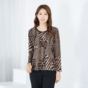 엄마옷 티셔츠 라운드 긴팔 호피 12SDF9654 중년여성/50대/60대/70대/빅사이즈/할머니옷