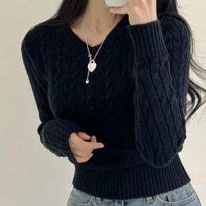 니티브 케이블 브이넥 니트_P375232232
