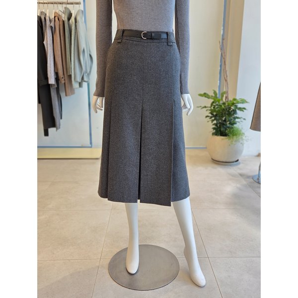 [여주점] [더 아이잗] 여성 울 헤링본 블렌드  플리츠 스커트 (IRBA0SK161)