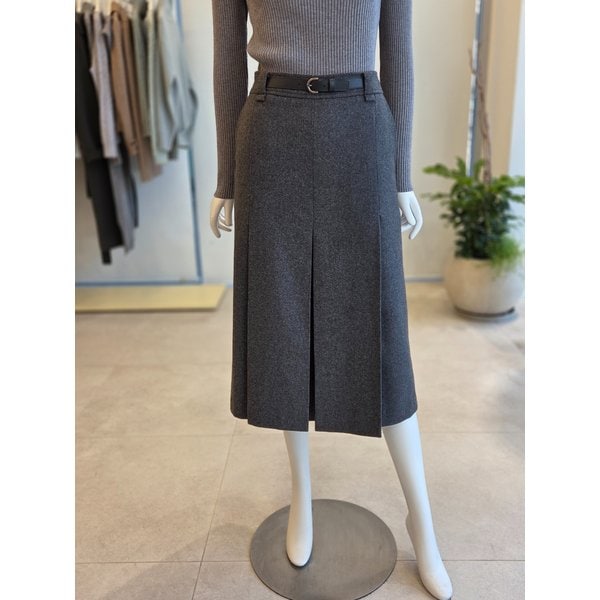 [여주점] [더 아이잗] 여성 울 헤링본 블렌드  플리츠 스커트 (IRBA0SK161)