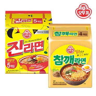 오뚜기 진라면 매운맛 120g x 5개+참깨라면 115g x 4개