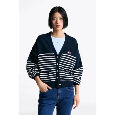타미진스 여성 스트라이프 케이블 가디건 T32F1KCD16TWT1 TOMMY JEANS