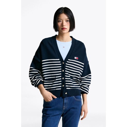 타미진스 여성 스트라이프 케이블 가디건 T32F1KCD16TWT1 TOMMY JEANS