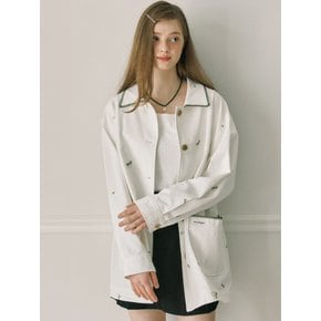 Margaret Embroidery Cotton Jacket - Ivory