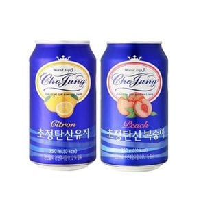 [본사직영] 초정탄산수 350ml 유자 + 복숭아 각 24캔 총 48캔