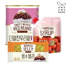 딸기 빙수세트2 (더알찬우리팥 850g+딸기시럽 500g+빙수젤리 200g) /국산팥