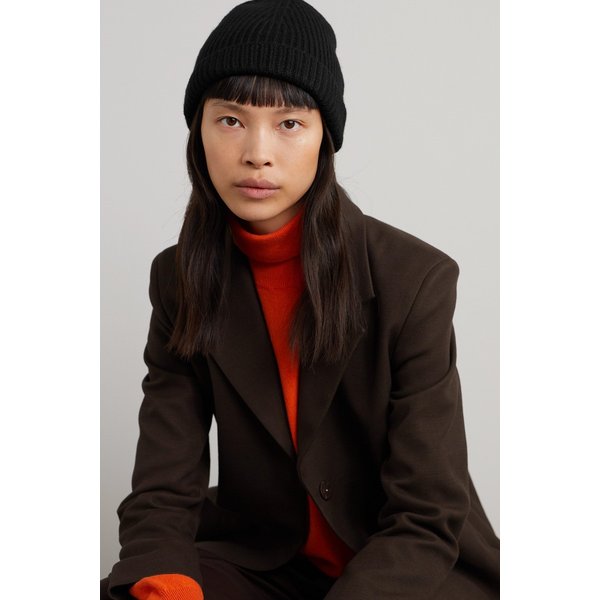 Ribbed Cashmere Beanie 블랙