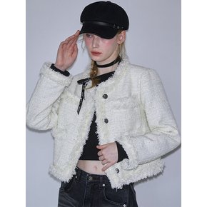 Fringe Tweed Jacket [Ivory]