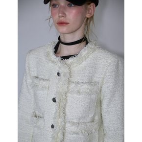 Fringe Tweed Jacket [Ivory]