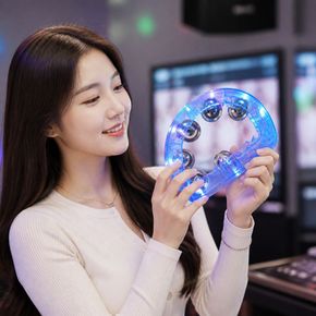 LED 발광 탬버린 1P 리듬 악기 응원용 타악기 노래방 연주용