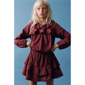 ZARA 자라 키즈 로맨틱 러플 드레스 원피스 버건디 5598702606 5598702 1429190