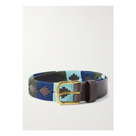 SID MASHBURN 시드 매쉬번 자수 가죽 벨트 3cm 블루 46376663162881558