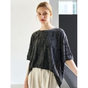 빈티지 패턴 라운드넥 반팔 티셔츠 XQ2LW025L0_P423234994