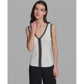 칼라거펠트 우먼 V-Neck 스웨터 - 화이트 블랙 흰검 26580890 1392626