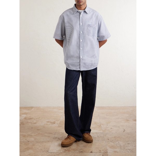 프리즘웍스 스트라이프 코튼 블렌드 시어서커 셔츠 46376663163037699