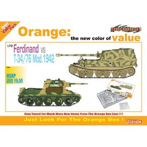 BD7391 1/72 German Sd. Kfz.184 Ferdinand vs Soviet T-34/76 Mod. 1942 (Twin Pack) (Orange)