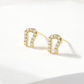 14K 말발굽 큐빅 귀걸이