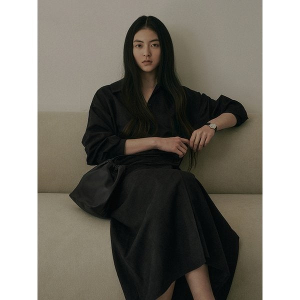 BENI SHIRT WRAP LONG DRESS_BLACK