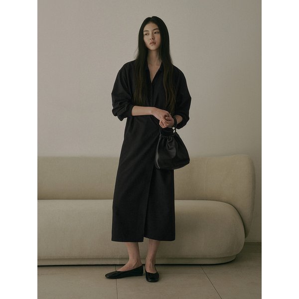 BENI SHIRT WRAP LONG DRESS_BLACK
