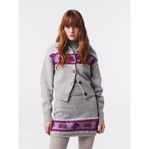 Nordic Knit Cardigan Melange Grey