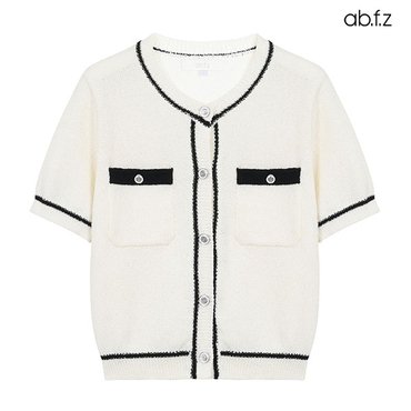 ab.f.z 라인 배색 니트 반팔 가디건 (AFY2HY32A)