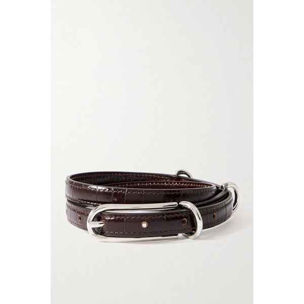 리프너 다크 브라운 크로크 가죽 벨트 46376663162959402