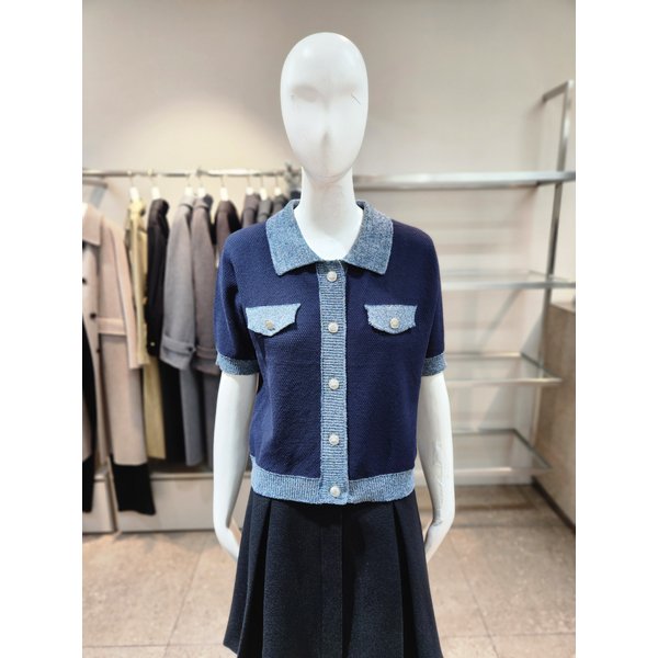 [여주점] [나이스클랍] 카라 배색 반팔 니트 A262PWK428