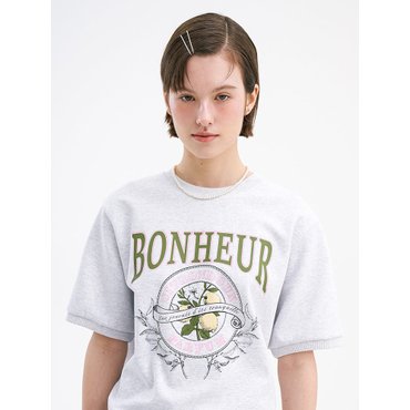 올리브데올리브 [On-line exclusive] BONHEUR 반팔 맨투맨 티셔츠 OH5XE493