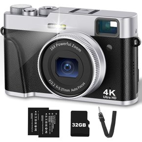Lecran 4K Vlog 디지털 카메라 4800만 화소 디지털 카메라 오토포커스 플래시 첨부 카메라
