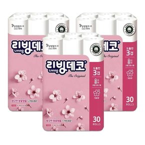 (무료배송)리빙데코 휴지 3겹 30롤x3개 (WBCC75A)