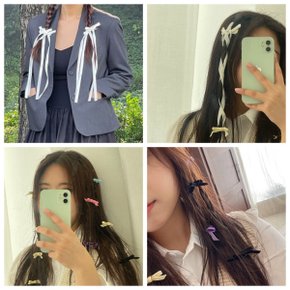 발레코어 키치 롱 드롭 벨벳 리본 머리핀 헤어핀 1개 8옵션 Long Velvet Ribbon Hair Pin 8 Options