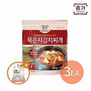 청정원 종가 묵은지 김치찌개 650g x 3개 + (증정)순쌀떡국떡500g