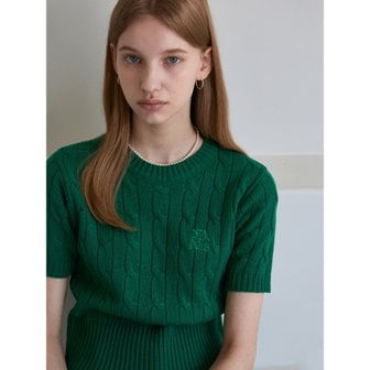 얀13 LOGO CABLE SHORT SLEEVE KNIT_GREEN