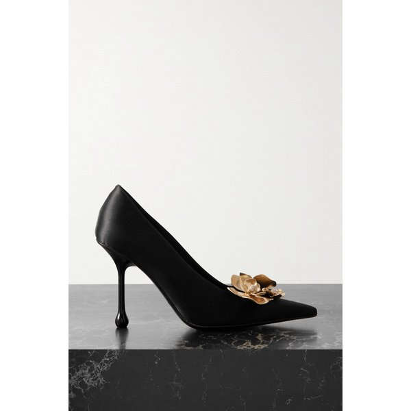 익시아 장식 새틴 펌프스 95mm 블랙 1647597326353182