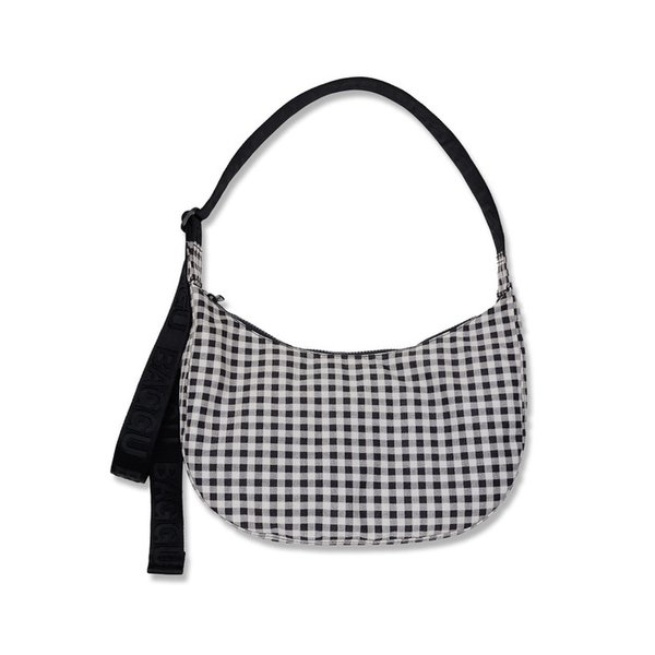 [바쿠백] BAGGU 나일론 크레센트백 미디움 Black & White Gingham