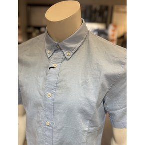 A24WG 940 린넨 솔리드 슬림 반팔 스카이블루