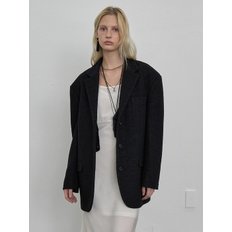 wool boucle blazer jacket_black