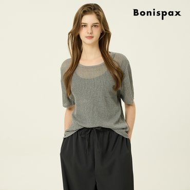 보니스팍스 베이직 시스루 반팔 니트 (XP5KP002M0)