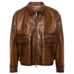 24FW 골든구스 가죽 자켓 GMP01886 P001672 55612 DK TOBACCO BROWN