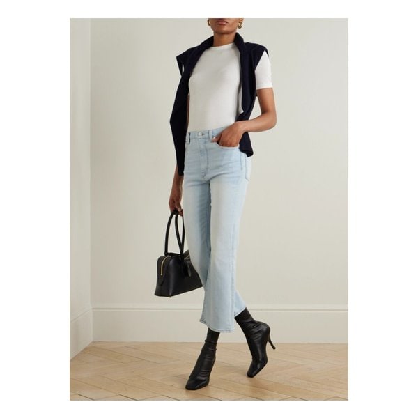 리부트 크롭 스트레치 하이라이즈 부츠컷 진 라이트 데님 46376663162833513