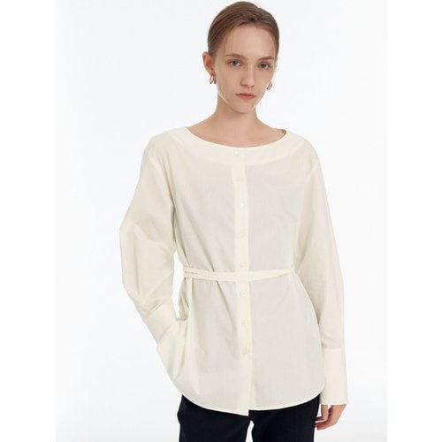 Cotton Boat-neck Blouse