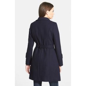 4578971 Elie Tahari India Stand Collar Belted Wool Blend Coat