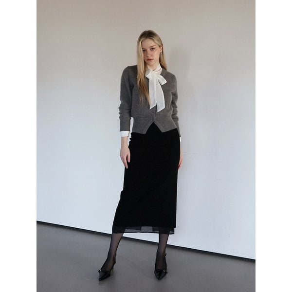 Organza layered midi skirt - BLACK