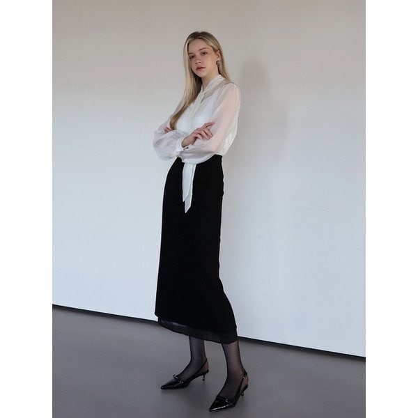 Organza layered midi skirt - BLACK